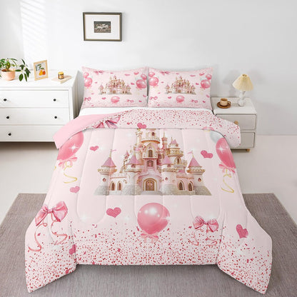 Erosebridal Cute Pink Bow Twin Bedding Set for Girls,Ribbon Bow Knot Comforter Set for Kids Kawaii Room Decor,Princess Bowknot Bed Set Girly Pink Bows Bedding Comforter Sets,1 Pillowcase
