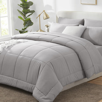 CozyLux Full Size Comforter Sets Black - 7 Pieces Bed in a Bag