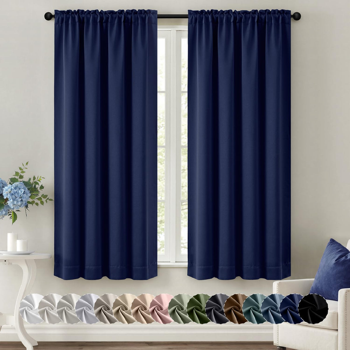 MIULEE Halloween Black Blackout Curtains for Bedroom Room 40"x63" 2 Panels
