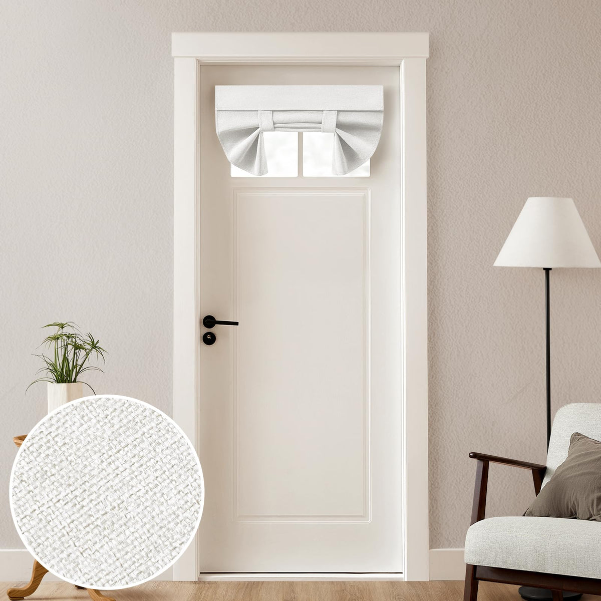 HOMEIDEAS 100% Blackout Linen Door Curtains for French Door 26x68 Inch