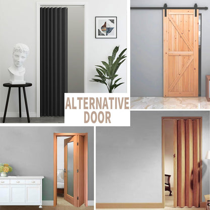 Vatge Closet Door Curtain Room Divider Drapes, Pleated Folding Style Curtains for Doorways Curtain for Bedroom Without Door,1 Panel with Tieback, W39 x L78, Black