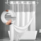 No Hook Shower Curtain with Liner Set Hotel Waffle Burgundy 72W X 75L