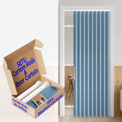 AJAZZ Blackout Accordion Door Magnetic Door Curtain Folding Closet Doors Curtain Invisible for Bedroom Room Living Room Doorway, Grey 42" W x 78" L, 1 Panel