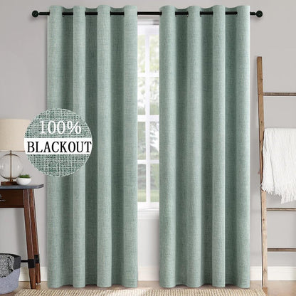 MIULEE 100% Blackout Linen Curtains for Bedroom 52x90 Inches Natural Beige