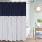 DOSLY IDÉES Farmhouse Shower Curtain,Beige and Gray Stripe,Button Curtain,Linen and Cotton Woven Fabric,Rustic Charm Country Chic Style,72x72 in