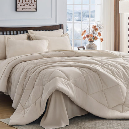 HEVUMYI 7-Piece Full Comforter Set, Dark Grey Bed in a Bag