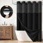 BTTN Cream Ringless Linen Textured Shower Curtain with Snap in Liner, 72x75