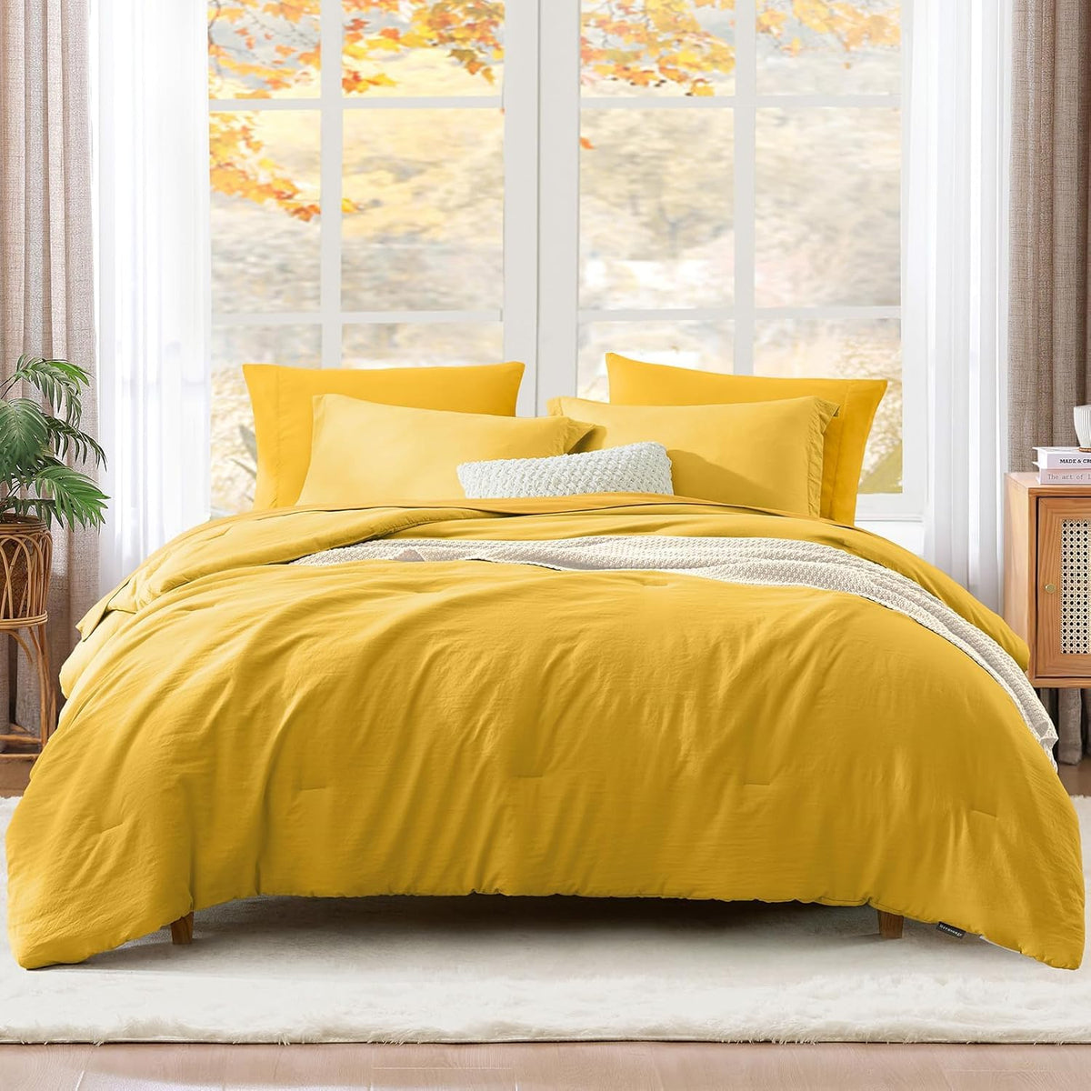 Full Size Comforter Sets-7 Pieces Ultra Soft Bed in a Bag Full Bedding Sets