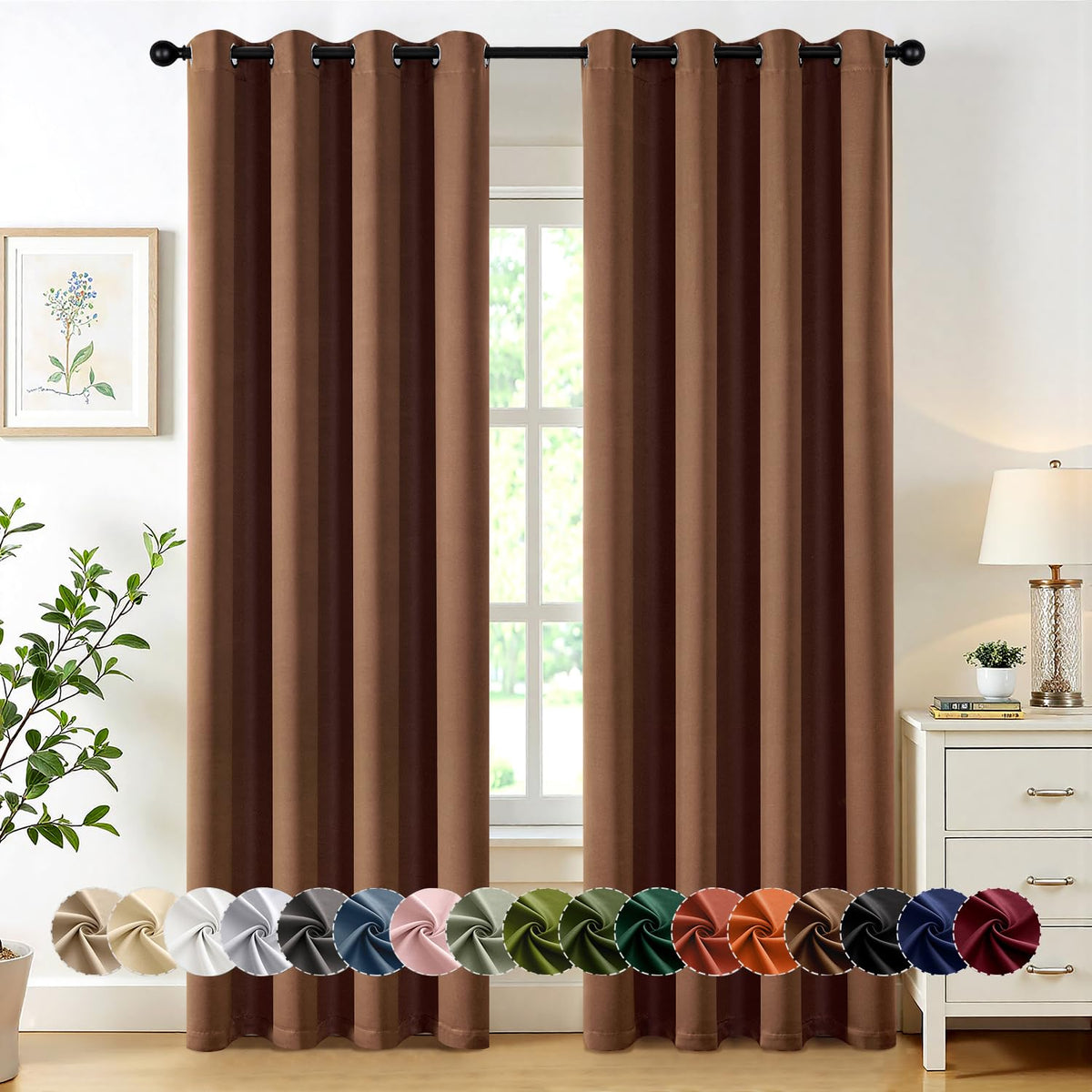 MIULEE Blackout Curtains for Bedroom 2 Panels 40 x 63 Inch Long Black