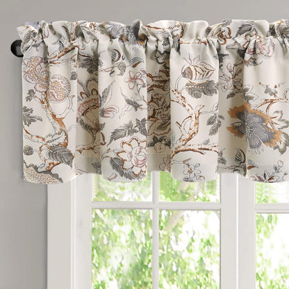 H.VERSAILTEX Blackout Curtain Valances for Kitchen Window/Living Room/Bathroom Privacy Added Rod Pocket Home Decoration Winow Valance, 52" W x 18" L, Floral in Sage and Brown