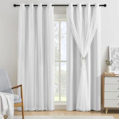 XiDi Blackout Curtains for Girls Bedroom Decor Pink Kids Rainbow Curtains