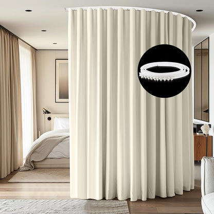 Room Divider Ceiling Mounted Curtains Track Sets Extra Wide Blackout Curtain Flexible Tracks for Bedroom Privacy Partition Separator, 1 Panel Black Drape and White Rail, W8.3 x H8ft