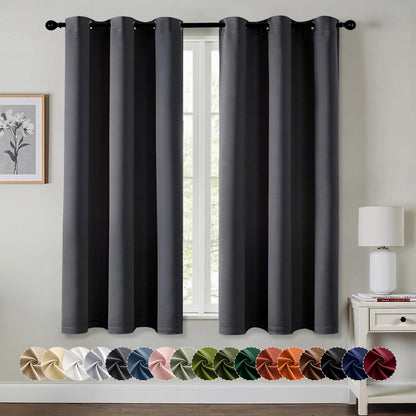 MIULEE Blackout Curtains for Bedroom 2 Panels 40 x 63 Inch Long Black