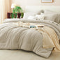 CozyLux Queen Comforter Set Black, 7 Pieces Bed in a Bag