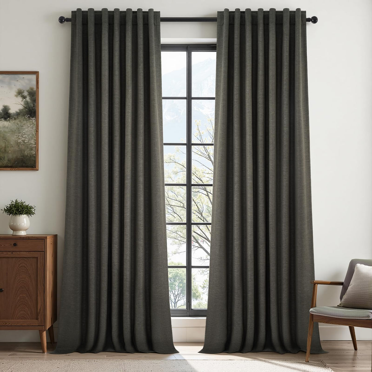 Topfinel Cream Linen Blackout Curtains 84 Inch Long for Bedroom Living Room, Ivory Pinch Pleat Back Tab Full Blackout Drapes Farmhouse Boho Curtains for Window, White Neutral Curtains 52" X 84" 7 FT
