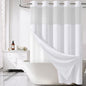 BTTN Cream Ringless Linen Textured Shower Curtain with Snap in Liner, 72x75