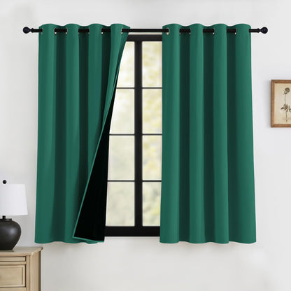 RYB HOME 100% Blackout Black Curtains for Bedroom Living Room 84 inch Long