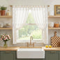 jinchan Beige Floral Linen Kitchen Tier Curtains 50x45 Inch 2 Panels