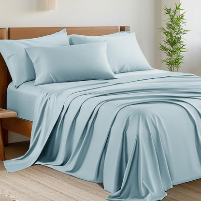 Shilucheng 6 Piece Queen Sheet Sets, Cooling Sheets, Dark Grey