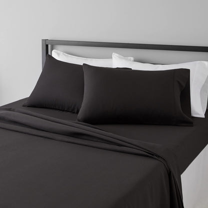 Amazon Basics Lightweight Super Soft Easy Care Breathable Microfiber 4 Piece Bed Sheets Set with 14-Inch Deep Pockets, Full, Navy Blue, Solid