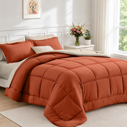 FUANNA Queen Comforter Set 7 Pieces, Reversible Bed Set, Soft Bed in a Bag