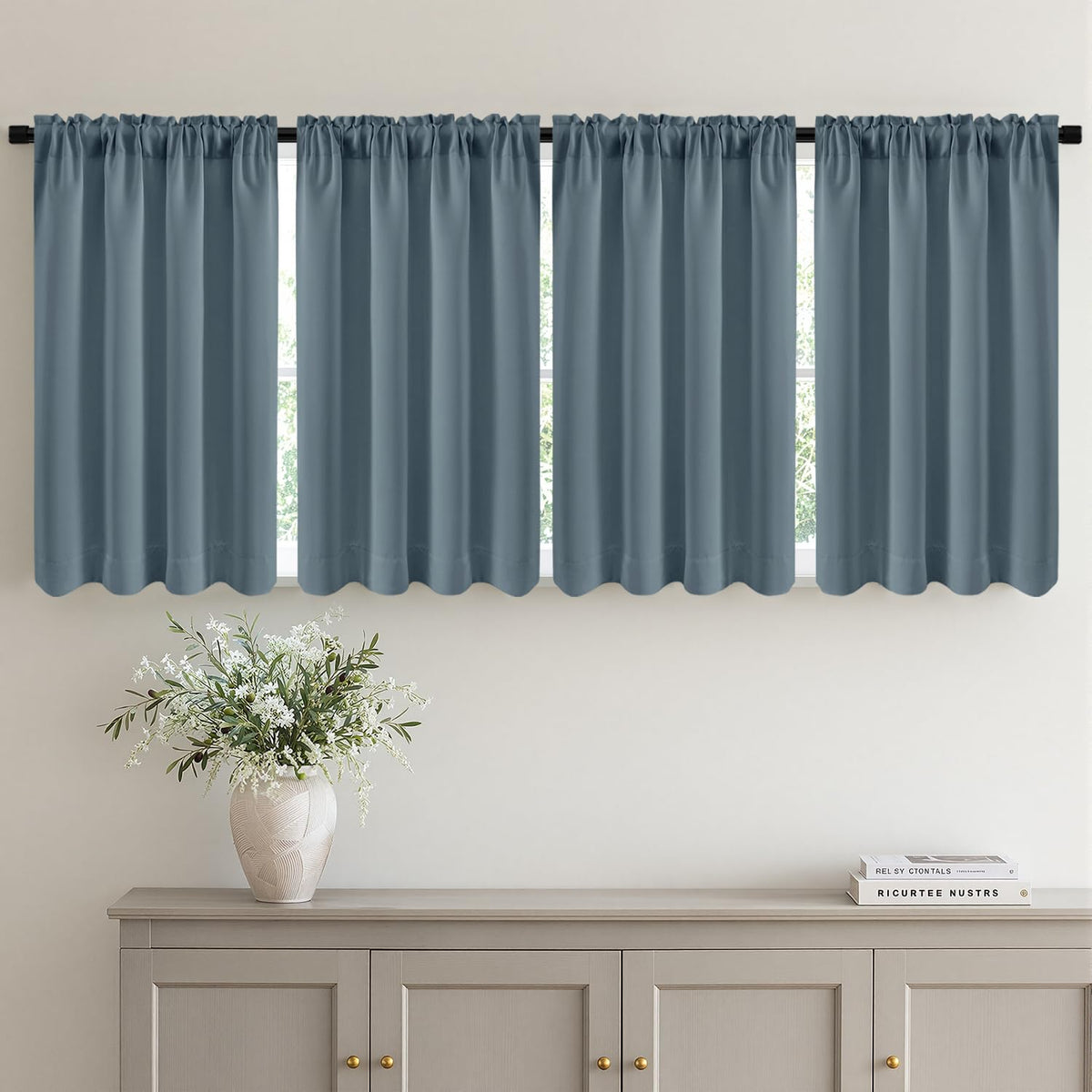 MIULEE Black Blackout Curtains 63 Inch Length for Bedroom Set of 4 Panels