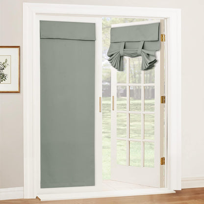 RYB HOME Blackout French Door Curtain, No Drill, W26 x L69, Black, 1 Panel
