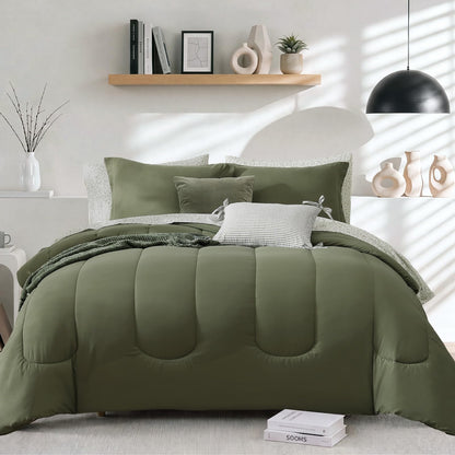 Monbix Full Size Comforter Sets - 7 Pieces Bed in a Bag Full Bedding Set