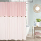 DOSLY IDÉES Farmhouse Shower Curtain,Beige and Gray Stripe,Button Curtain,Linen and Cotton Woven Fabric,Rustic Charm Country Chic Style,72x72 in