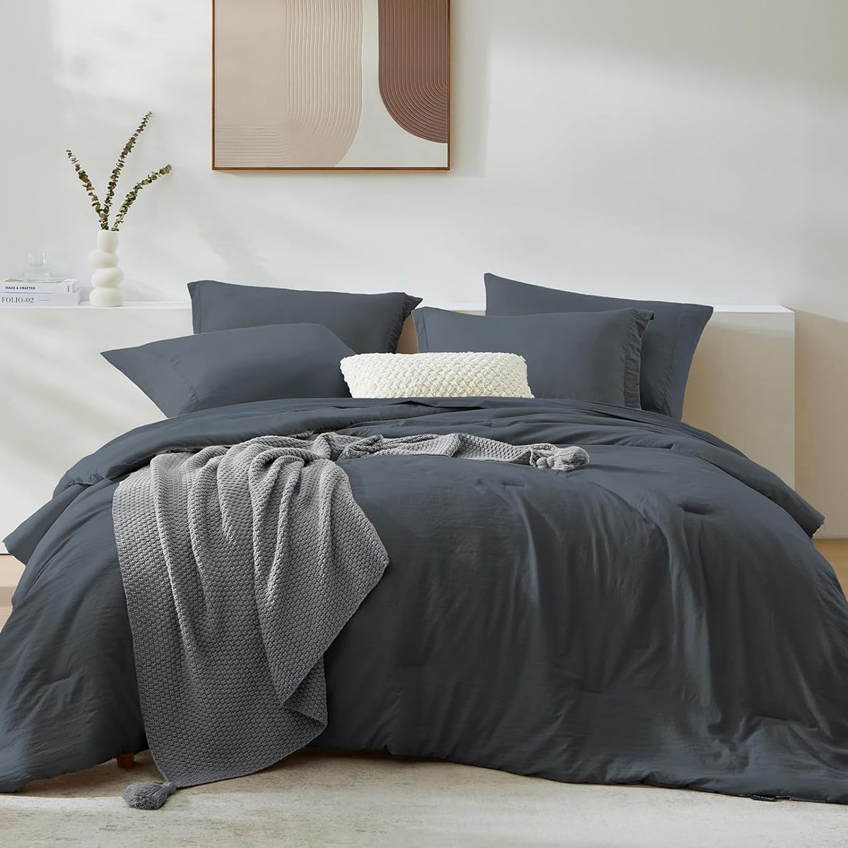 Full Size Comforter Sets-7 Pieces Ultra Soft Bed in a Bag Full Bedding Sets