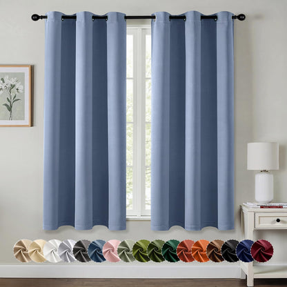 MIULEE Blackout Curtains for Bedroom 2 Panels 40 x 63 Inch Long Black
