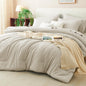 CozyLux Queen Comforter Set Black, 7 Pieces Bed in a Bag