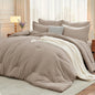 MUXHOMO Queen Comforter Set 7 Pieces, Soft Bed in a Bag, Olive Green