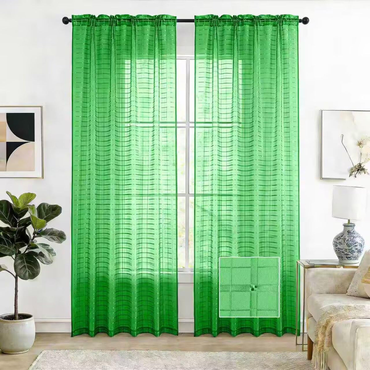 SpaceDresser Sheer Voile Curtains for Living Room 84 Inch Long 2 Panels