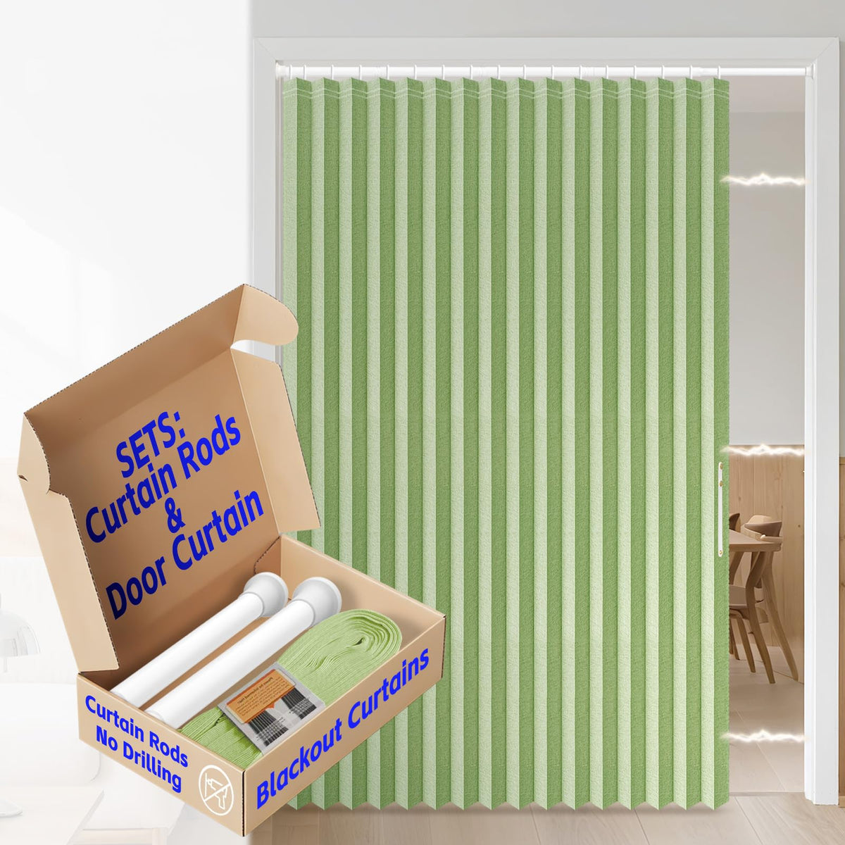 AJAZZ Blackout Accordion Door Magnetic Door Curtain Folding Closet Doors Curtain Invisible for Bedroom Room Living Room Doorway, Grey 42" W x 78" L, 1 Panel