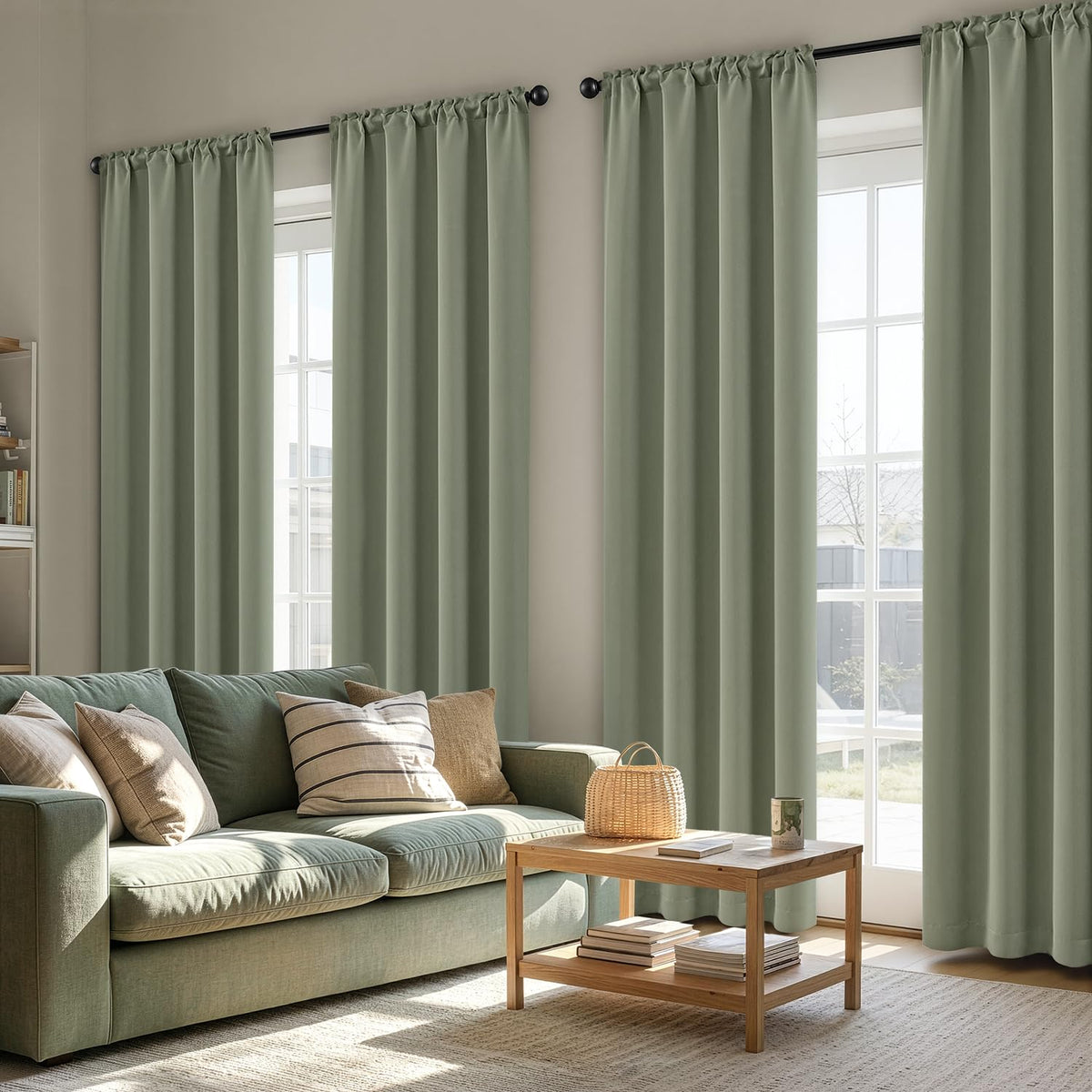 MIULEE Black Blackout Curtains 63 Inch Length for Bedroom Set of 4 Panels