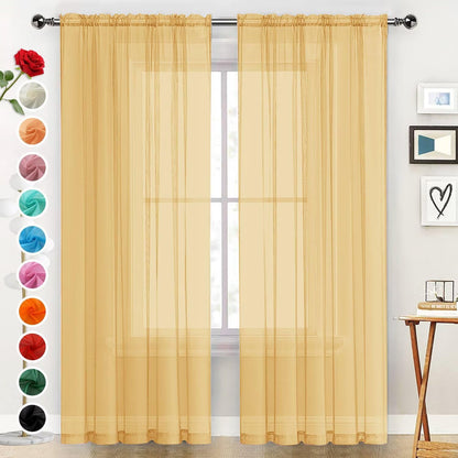 SpaceDresser Sheer Voile Curtains for Living Room 84 Inch Long 2 Panels