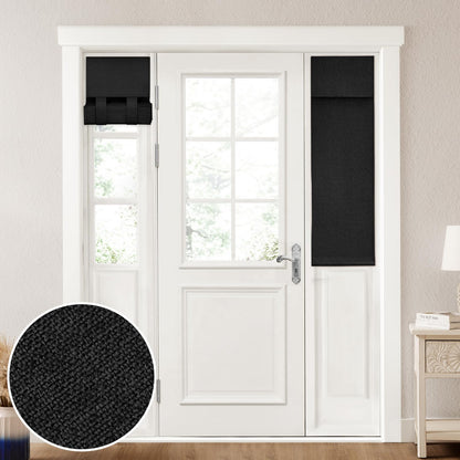 HOMEIDEAS 100% Blackout Linen Door Curtains for French Door 26x68 Inch