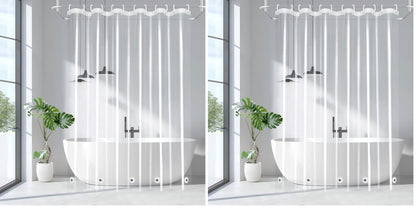 EurCross Clear Shower Curtain Liner Short Length 68 inches with 5 Magnets, Waterproof PVC-Free 9G Heavy Duty PEVA Shorter Transparent Shower Curtain 72 x 68 inch Without Hooks