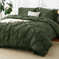 CozyLux Queen Comforter Set Black, 7 Pieces Pintuck Bed in a Bag