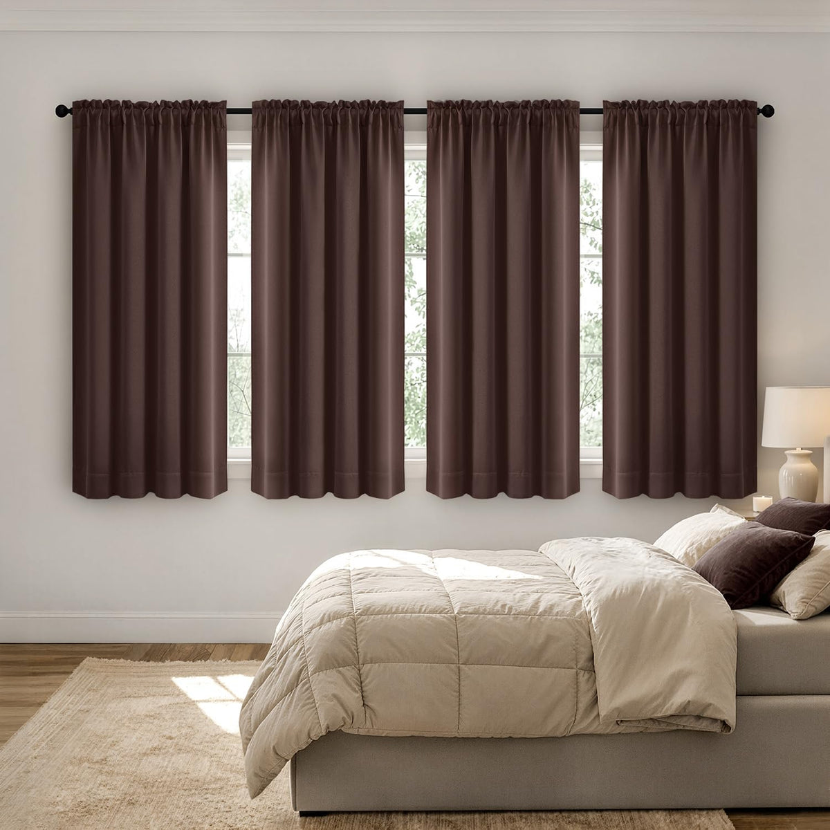 MIULEE Black Blackout Curtains 63 Inch Length for Bedroom Set of 4 Panels