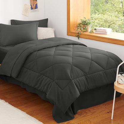 CozyLux Full Comforter Set 82"x86" Burgundy - 7 Piece Bed in a Bag