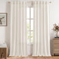 MIULEE Faux Linen Curtains 84 Inch Length 2 Panels Natural Semi Sheer Curtain with Back Tab Rod Pocket, Light Filtering Window Privacy Burlap Drapes for Living Room Bedroom 42W x 84L Linen