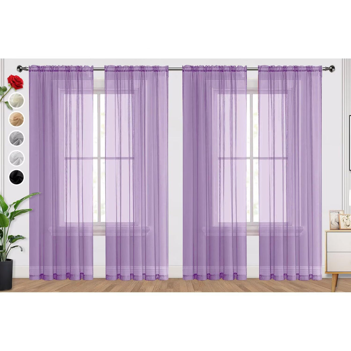 SpaceDresser Sheer Voile Curtains for Living Room 84 Inch Long 2 Panels