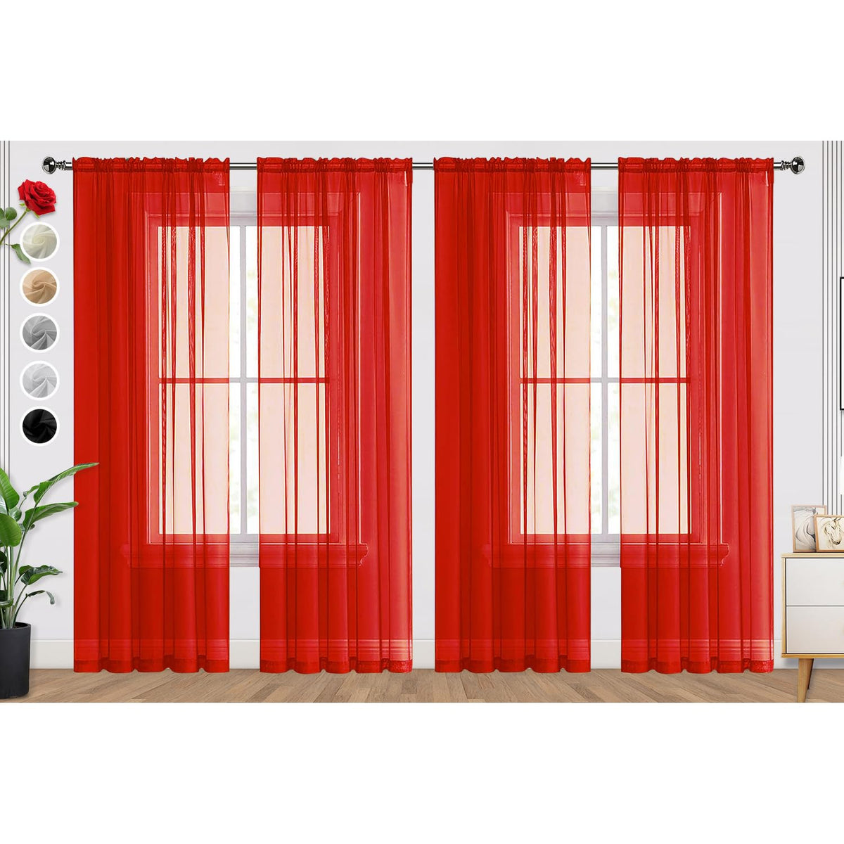 SpaceDresser Sheer Voile Curtains for Living Room 84 Inch Long 2 Panels