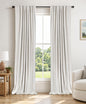 Linen Total Blackout Curtains for Bedroom Living Room 84 Inch, Cream