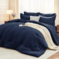 MUXHOMO Queen Comforter Set 7 Pieces, Soft Bed in a Bag, Olive Green