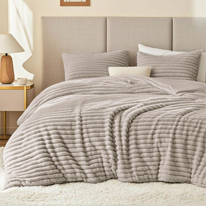 EXQ Home Fluffy Comforter Set Queen Size,3 Pieces Bed Set,Black