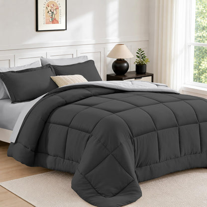 FUANNA Queen Comforter Set 7 Pieces, Reversible Bed Set, Soft Bed in a Bag