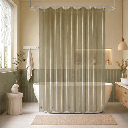 EurCross 9G Clear Shower Curtain Liner 72 x 78 inches Long with 5 Magnet Weights, Heavy Duty Weighted Premium PEVA Plastic Shower Curtain Liner for Bathroom, Without Hooks